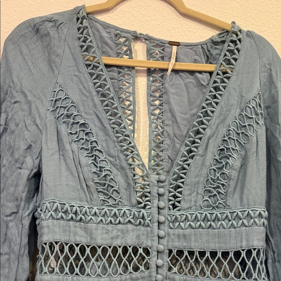 Free People Light Blue Crochet Detail dress - Picture 3 of 5